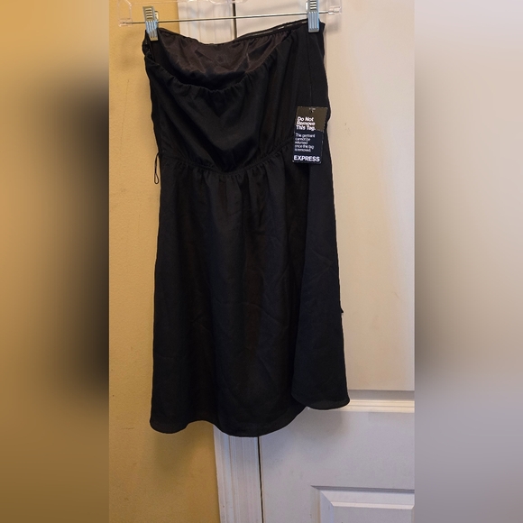 Express Black Ruched Strapless Sheath Dress - Picture 3 of 4